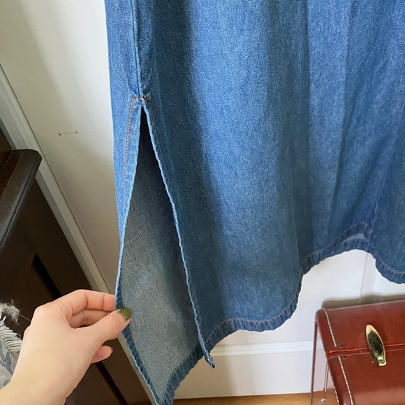 Vintage Vanity Fair Denim Floral  Embroidered V-neck Maxi Dress - Picture 6 of 10